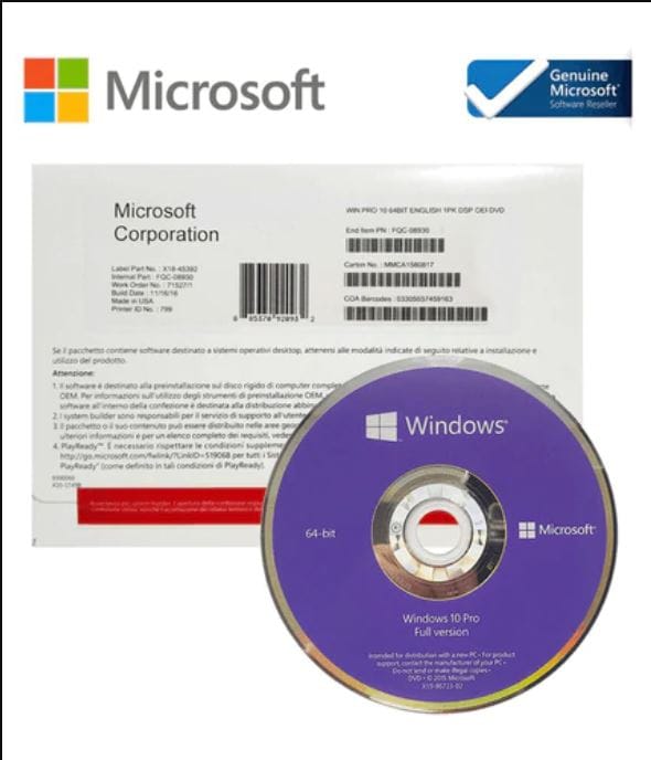 Windows 10 Pro Dvd-rom Full Box Pack OEM Pack License